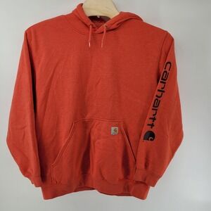 Carhartt Hoodie Mens XL Orange K288 R51 Loose Fit Logo Pullover Sweatshirt